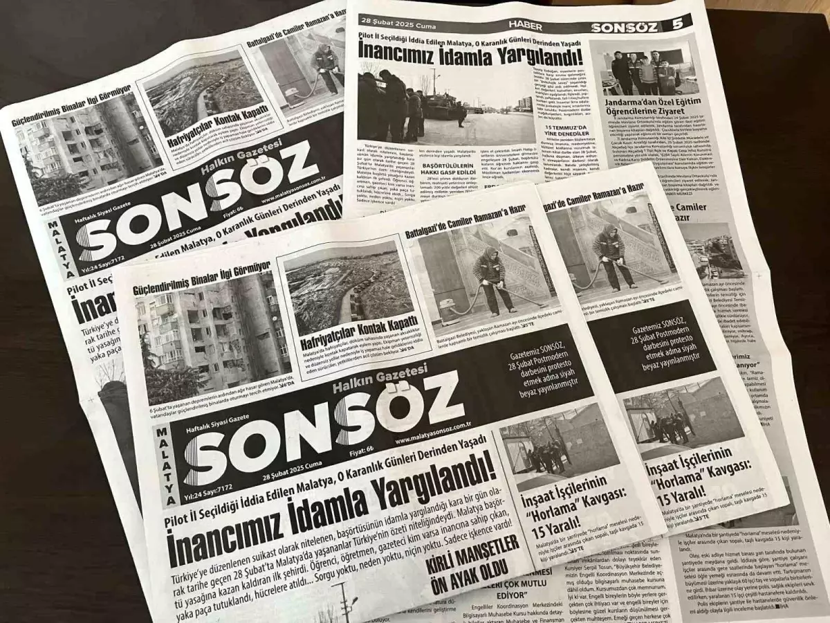 Sonsöz Gazetesi, 28 Şubat Darbesi’ni Kınamak İçin Siyah-Beyaz Yayınladı
